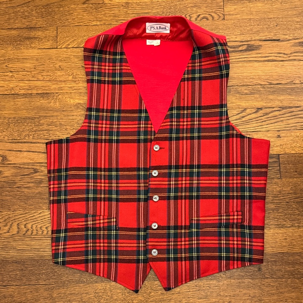 Royal Stewart wool plaid vest by Jos. A. Bank